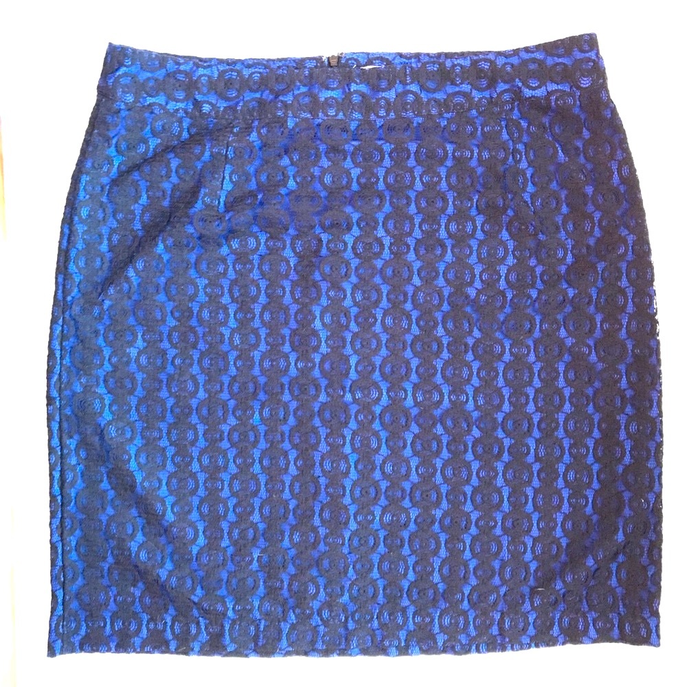 Coldwater creek blue pencil skirt w/ lace size 18